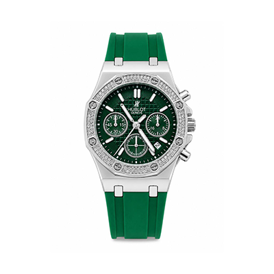 ساعة هوبلو كرونوغراف الفاخرة المرصعة بالكريستال (Hublot Chronograph Crystal Bezel)